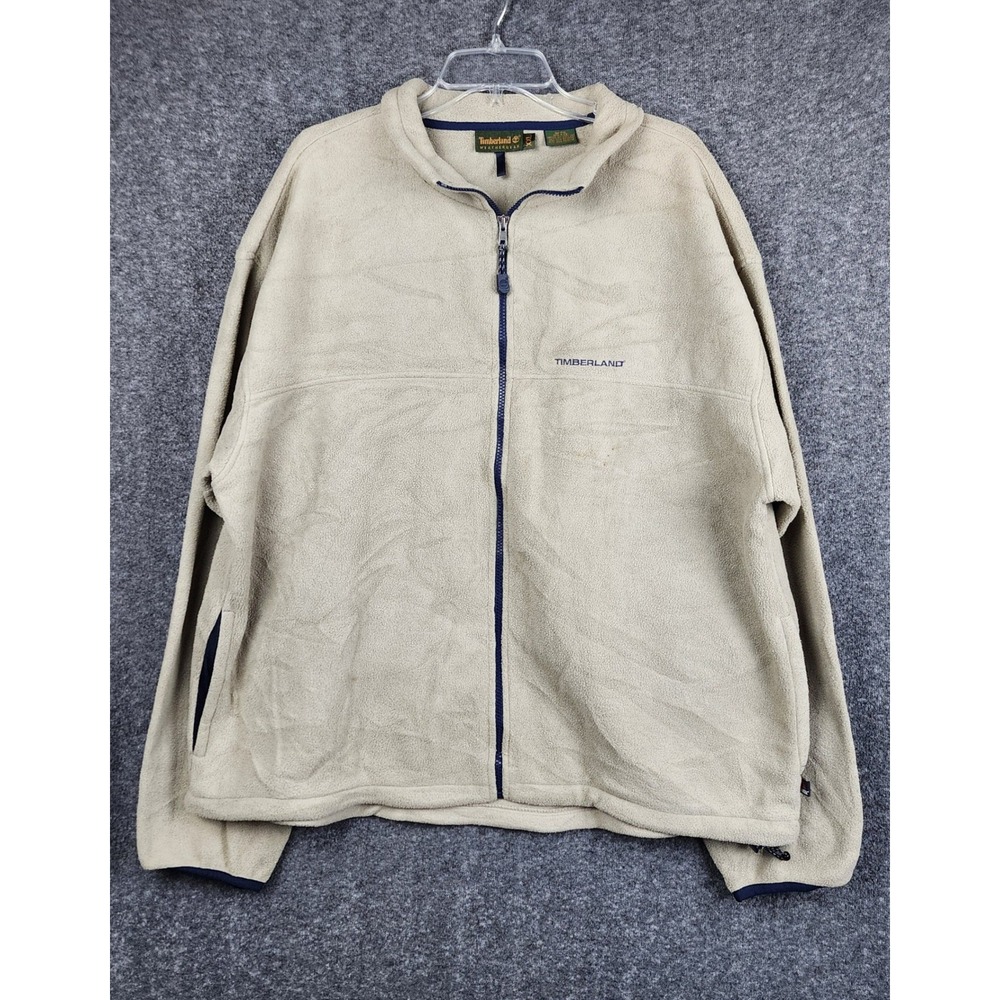 Timberland Full Zip Fleece Jacket Mens‎ XXL Beige Polartec Weathergear USA Made